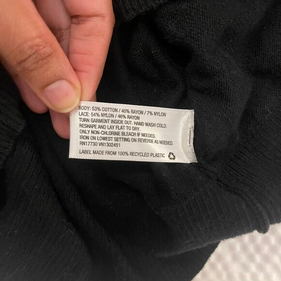 Vintage Merona Women’s Black Lace Front Cardigan Sweater Knit Top Size M - Picture 7 of 9